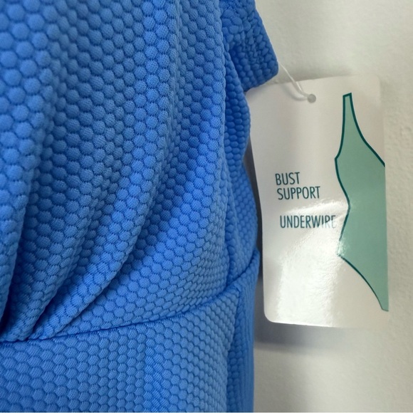 Swim Solutions Tankini Top Womens 16 Blue Textured Bust Support Underwire - Picture 3 of 9